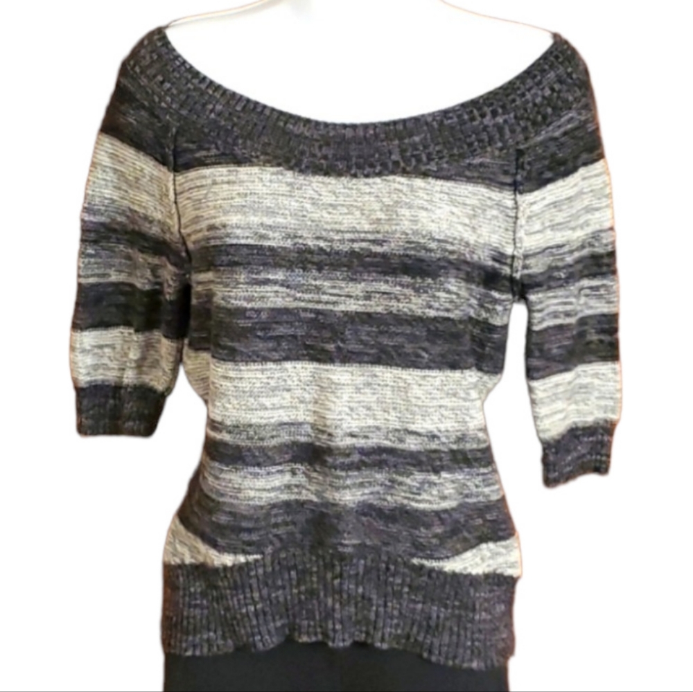 Maurices Black and Gray Striped High-Low Sweater